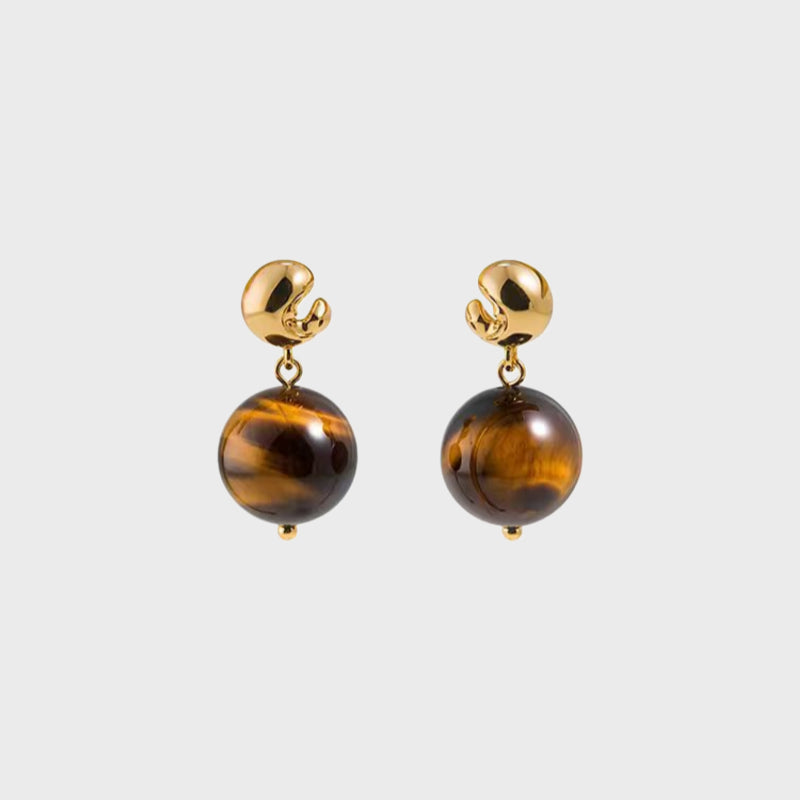 Wealth Aegis Natural Tiger Eye Earrings