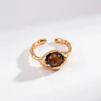 Bague en pierre naturelle Œil de tigre, lave S925 irrégulière - Cadeau de Saint-Valentin