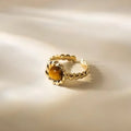 Bague en pierre naturelle œil de tigre torsadée vintage pour femme - Éloigne la négativité