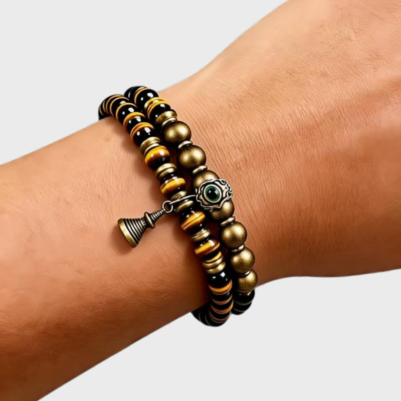 Stupa Zircon Natural Tiger Eye Bracelet
