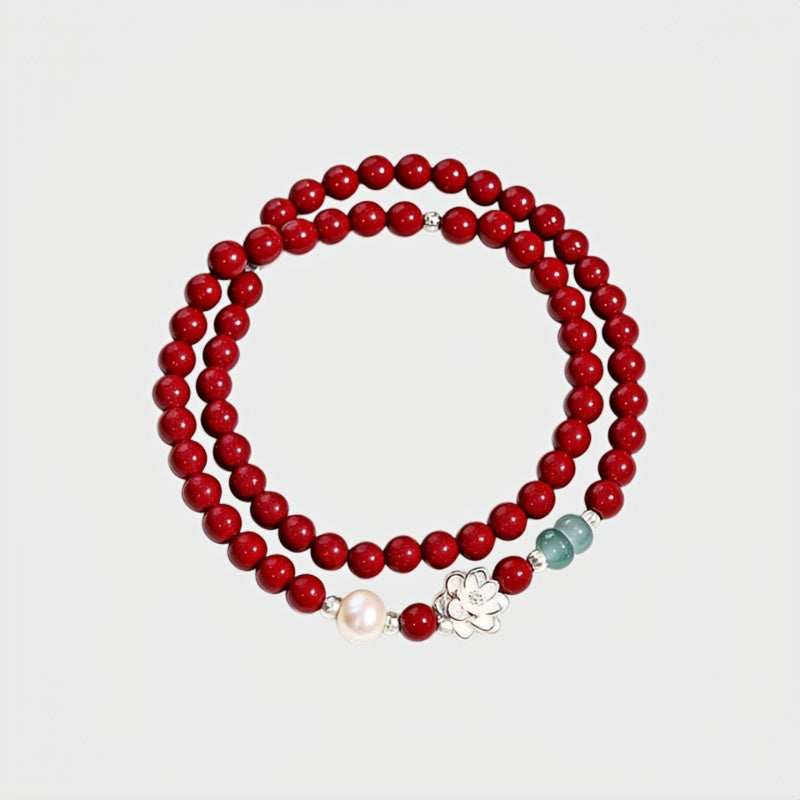 Red Lotus Renewal Natural Cinnabar Bracelet