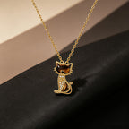 Collier en pierre naturelle Œil de tigre — Chat porte-bonheur pour votre bien-aimée
