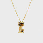 Collier en pierre naturelle Œil de tigre — Chat porte-bonheur pour votre bien-aimée