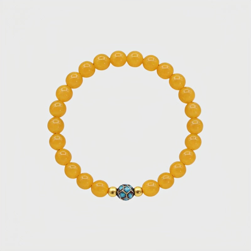 Pure Lotus Natural Amber Cloisonné Bracelet
