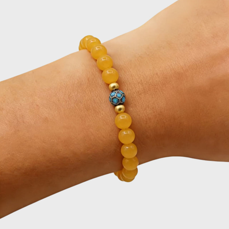 Pure Lotus Natural Amber Cloisonné Bracelet