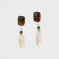 Boucles d'oreilles perles baroques et œil de tigre naturel — Style unique, luxe léger et qualité supérieure