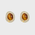 Boucles d'oreilles Œil de tigre naturel — Collection Caramel de Maillard
