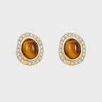 Boucles d'oreilles Œil de tigre naturel — Collection Caramel de Maillard