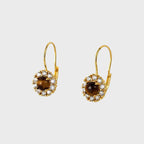 Boucles d'oreilles Œil de tigre naturel — Fermoir d'oreille Fleur Vintage