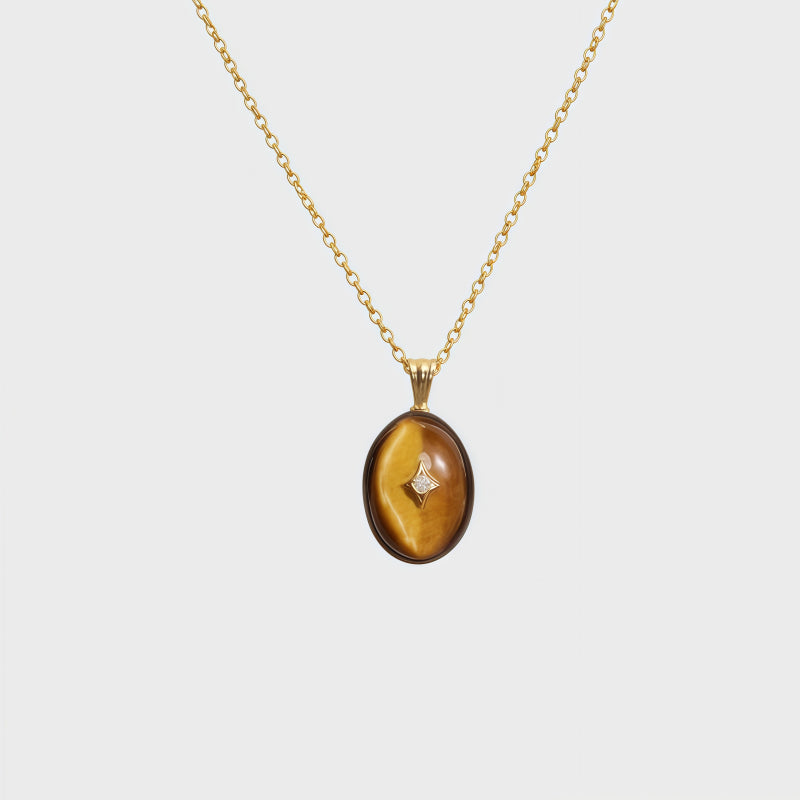 Amulet of Night Natural Tiger Eye Stone Necklace