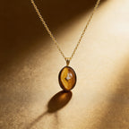 Collier Œil de Tigre naturel en Argent 925 plaqué or lourd - Motif étoile • Polyvalent pour le printemps et l'été