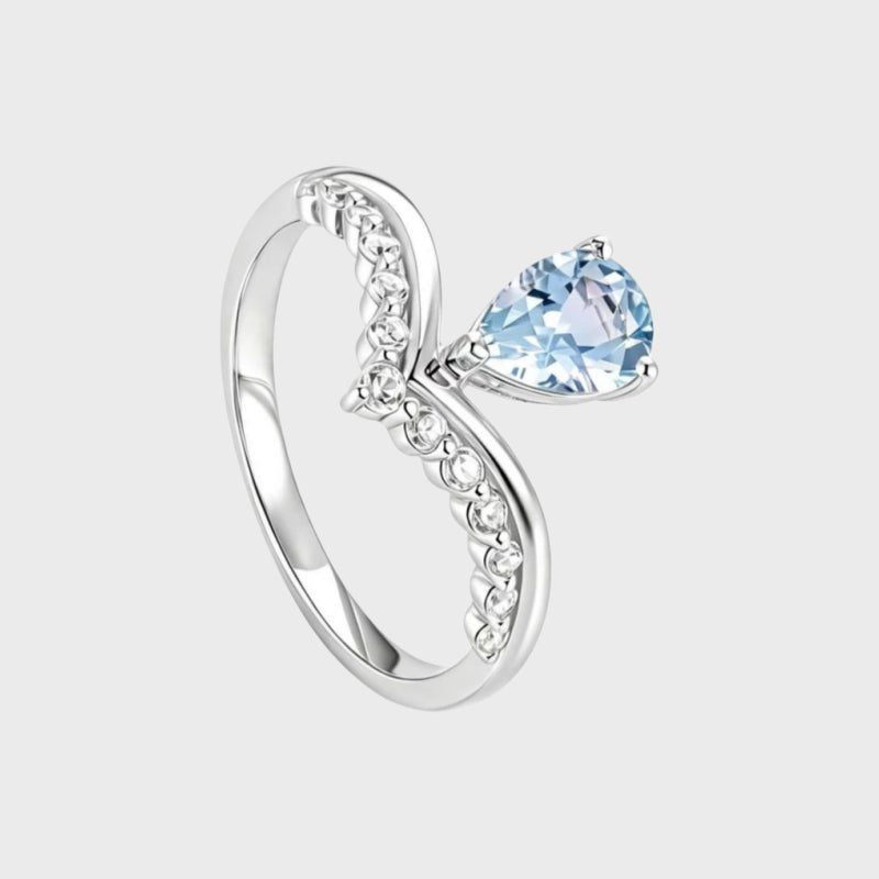 Teardrop Crown Aquamarine Ring - Eloquence & Popularity Booster