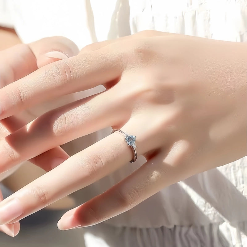 Natural Aquamarine Heart Ring - Wealth Attractor & Nobleman Luck