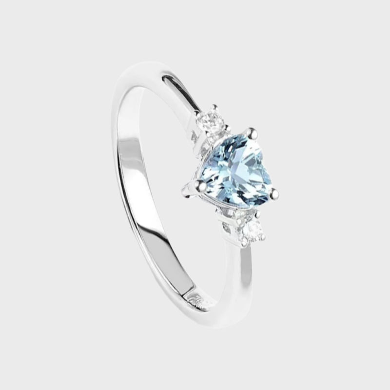 Natural Aquamarine Heart Ring - Wealth Attractor & Nobleman Luck