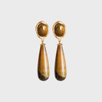 Boucles d'oreilles goutte d'eau œil de tigre naturel — attire la richesse et protège