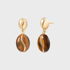 Boucles d'oreilles Œil de tigre naturel — Perles café vintage design de niche