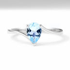 Aquamarine Ring S925 Silver Teardrop Luck Ring