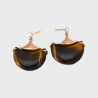 Boucles d'oreilles Fortis Natural Œil de Tigre — Lune en croissant rétro française