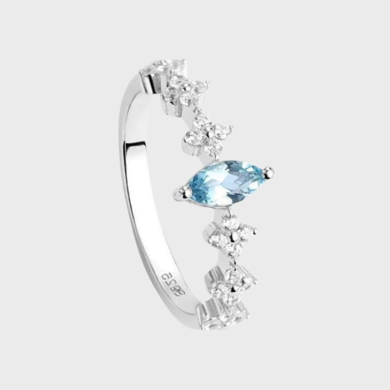 Aquamarine Crown Ring-Genuine Gemstone Crystal Chakra Jewelry