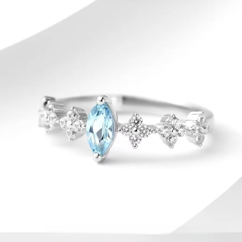 Aquamarine Crown Ring-Genuine Gemstone Crystal Chakra Jewelry