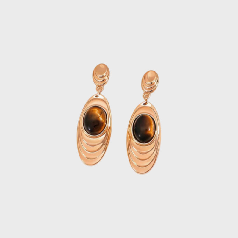 Oculus Layer Natural Tiger Eye Earrings
