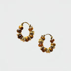 Boucles d'oreilles Œil de tigre naturel, perles carrées Maillard, boucle Resolve - Attire la richesse