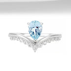 Teardrop Crown Aquamarine Ring - Eloquence & Popularity Booster