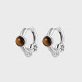 Boucles d'oreilles en œil de tigre naturel et argent, style streetwear — Courage fougueux pour mon petit ami