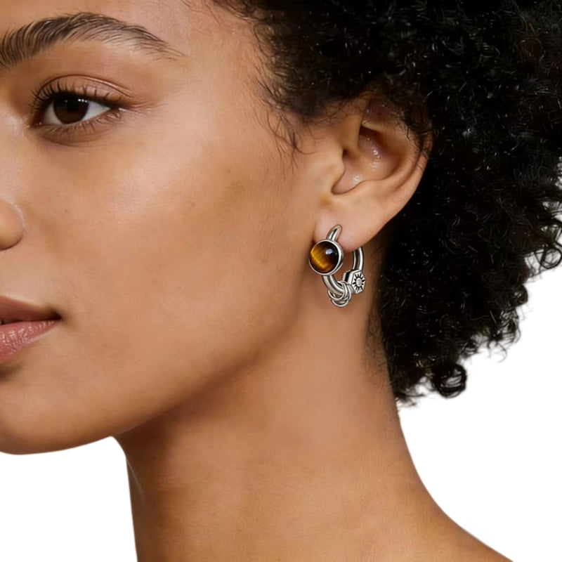 Myrthos Natural Tiger Eye Earrings