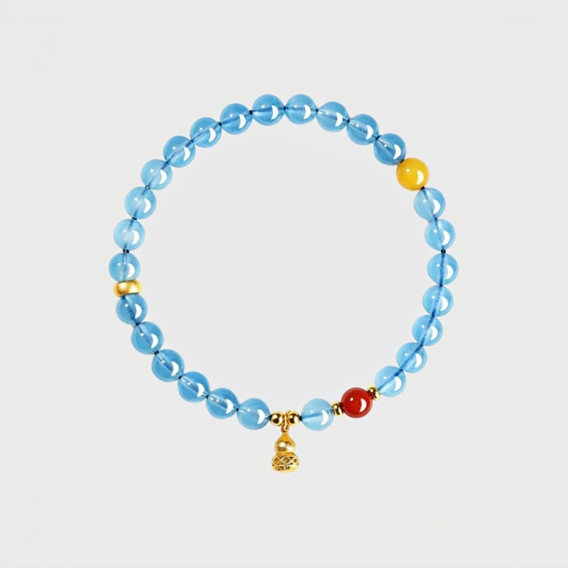 Fortune Gourd Natural Aquamarine Bracelet