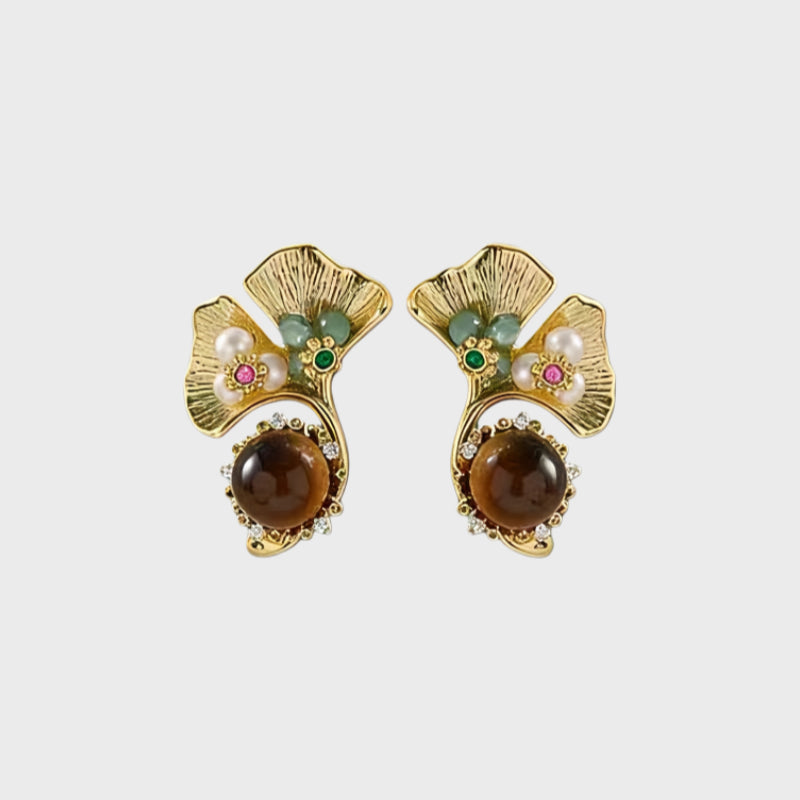 Lumina Tigeris Natural Tiger Eye Earrings