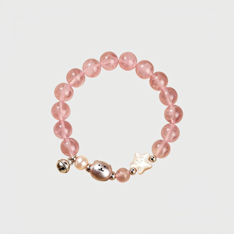 Rose Bear Natural Crystal Bracelet