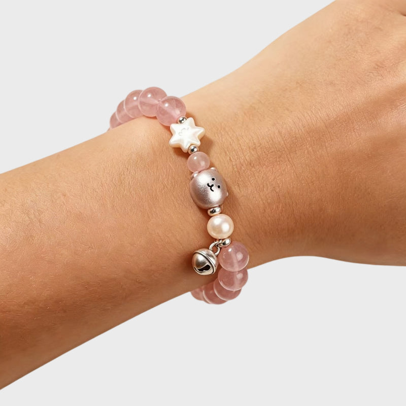 Rose Bear Natural Crystal Bracelet