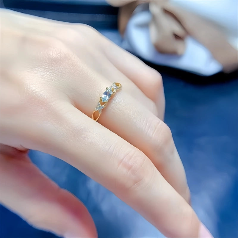 Natiural Aquamarine Intersection Fashion Ring - Clarity & Positive Flow