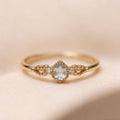 Delicate Teardrop Natural Aquamarine Ring - Positive Energy
