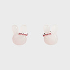 Calypsa Bunny Natural  Hetian Jade Earrings