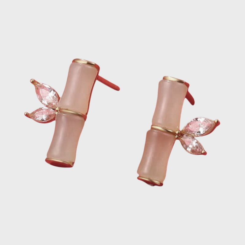Jade Bamboo Natural  Hetian Jade Earrings
