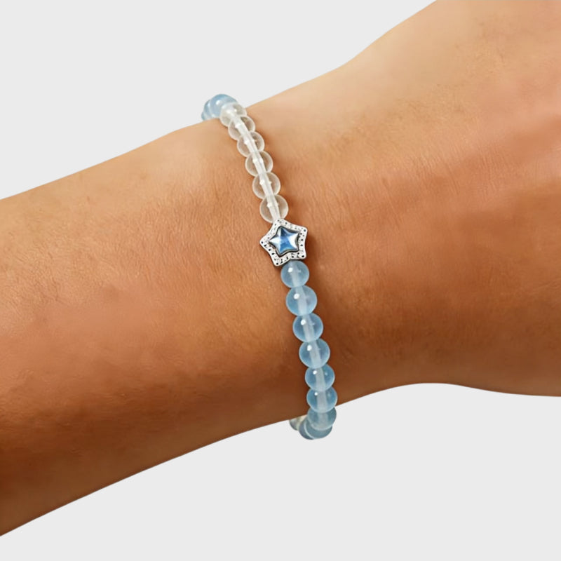 Lucky Star Clear Quartz & Aquamarine Bracelet