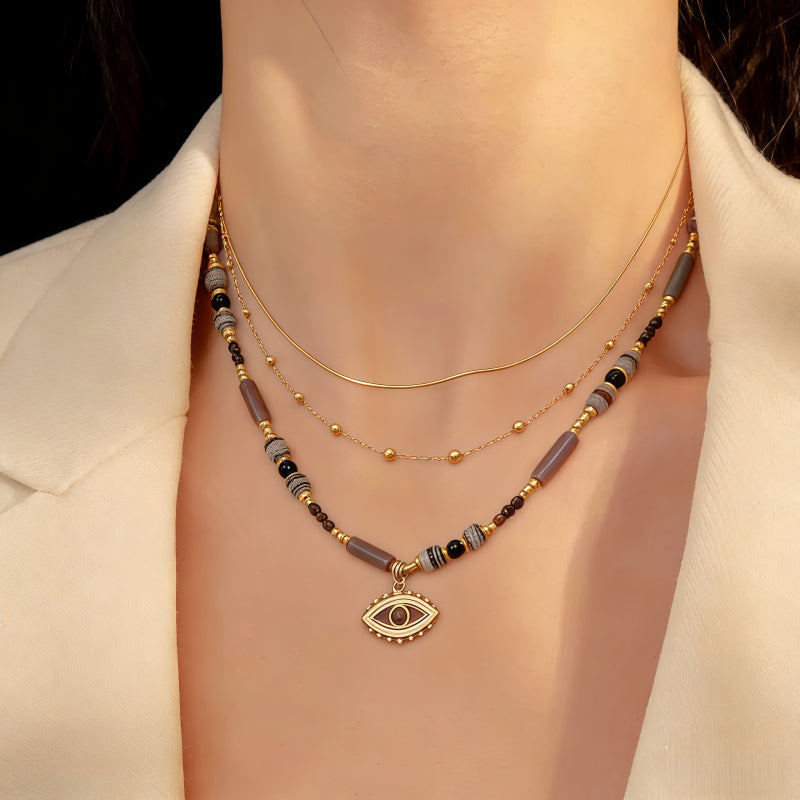 Three-stacked Evil Eye Necklace