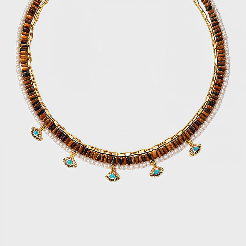 Lagoon Pearl Warding Evil Eye Necklace