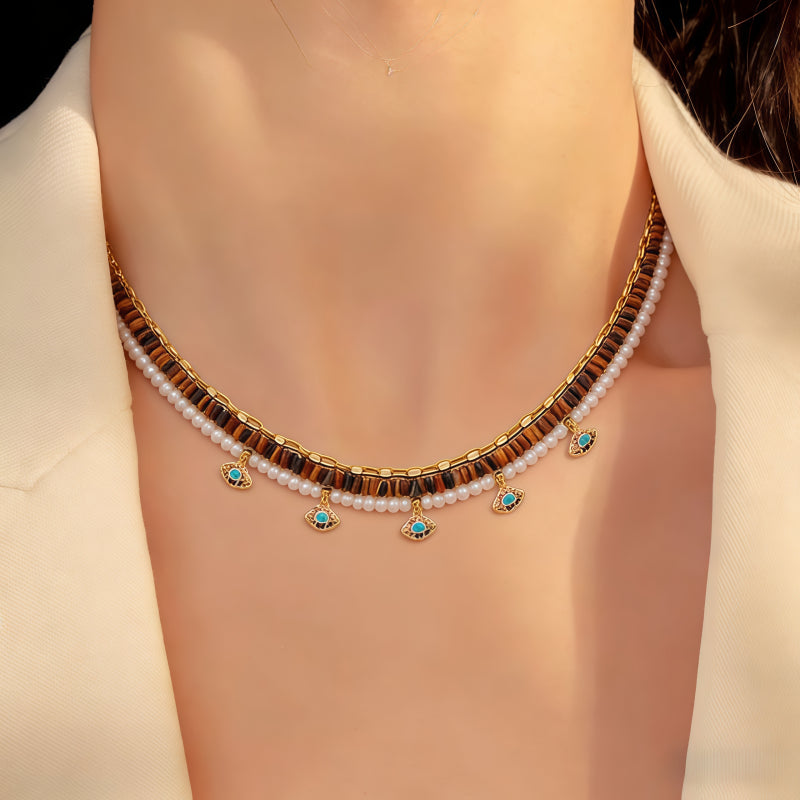 Lagoon Pearl Warding Evil Eye Necklace