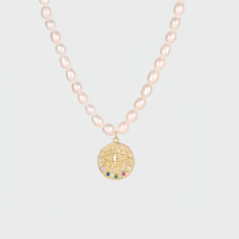 Timeless Pearl Evil Eye Necklace