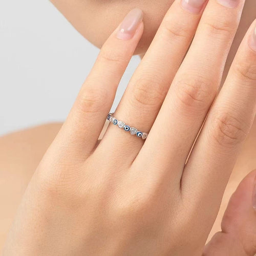 Blue Evil Eye Awareness Luck Ring