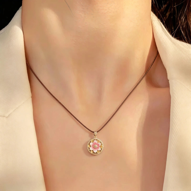 Lucky Pink Lotus Necklace