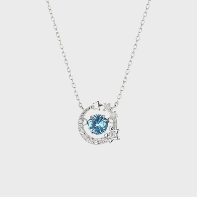 Blue Tears Moon & Star Necklace