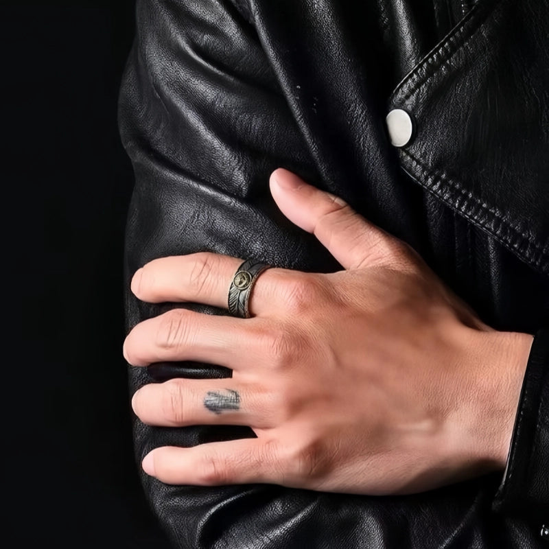 Feather Man Evil Eye Ring – Spiritual Guardian & Fortune Bringer