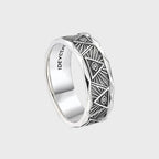 Evil Eye Wide Band Ring – Silver Obsidian Mirror Stone for Spiritual Protection