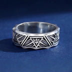 Wide Band Silver Obsidian Evil Eye Ring for Men – Protection & Luck