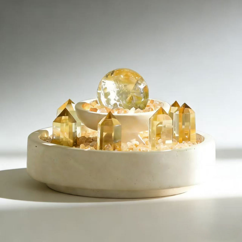 Natural Citrine Seven-Planet Wealth Grid for Wealth Attraction & Success