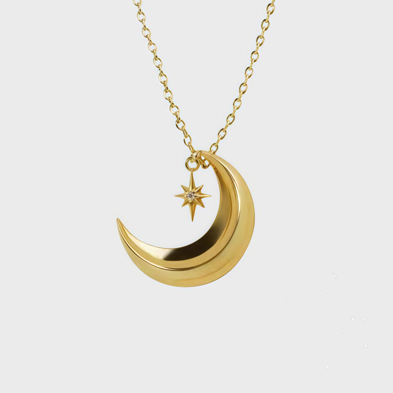 Valor Shield Moon & Star Necklace